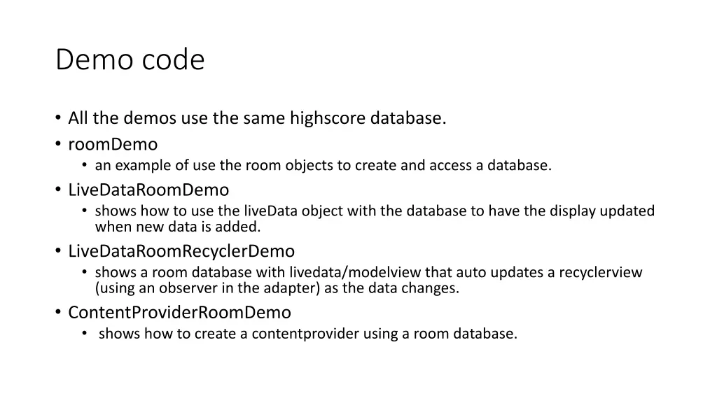 demo code