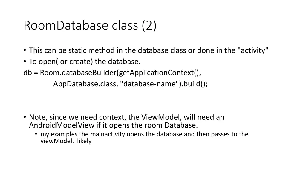 roomdatabase class 2