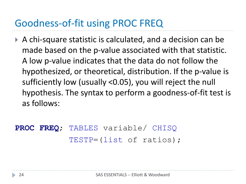 goodness of fit using proc freq