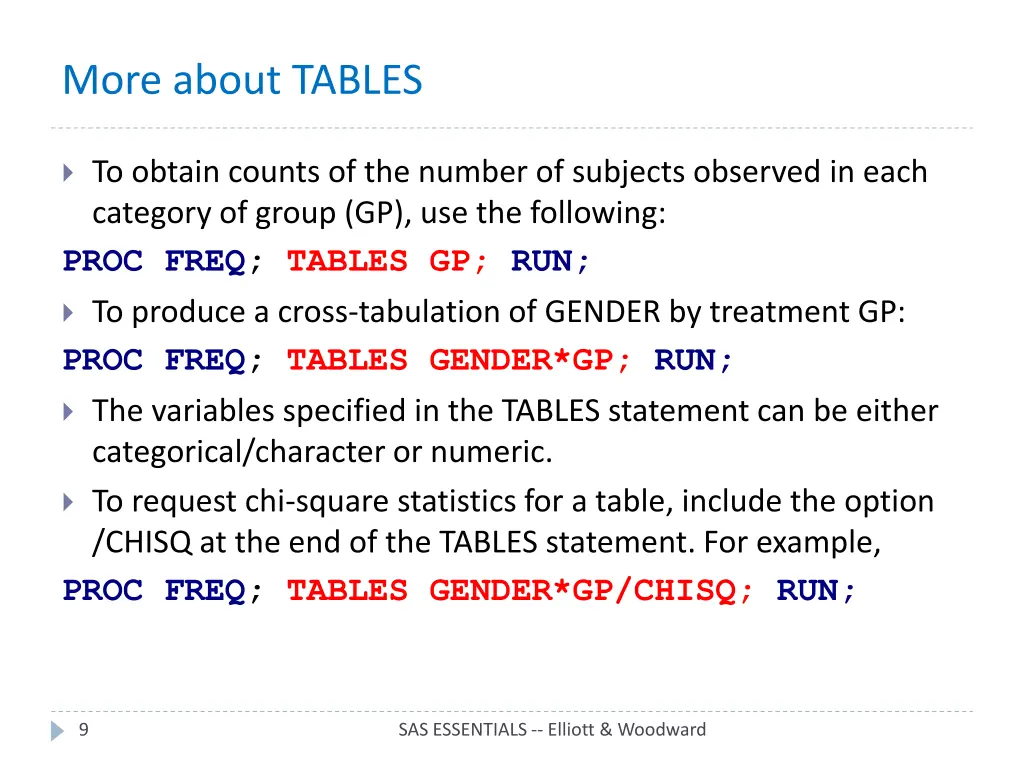 more about tables