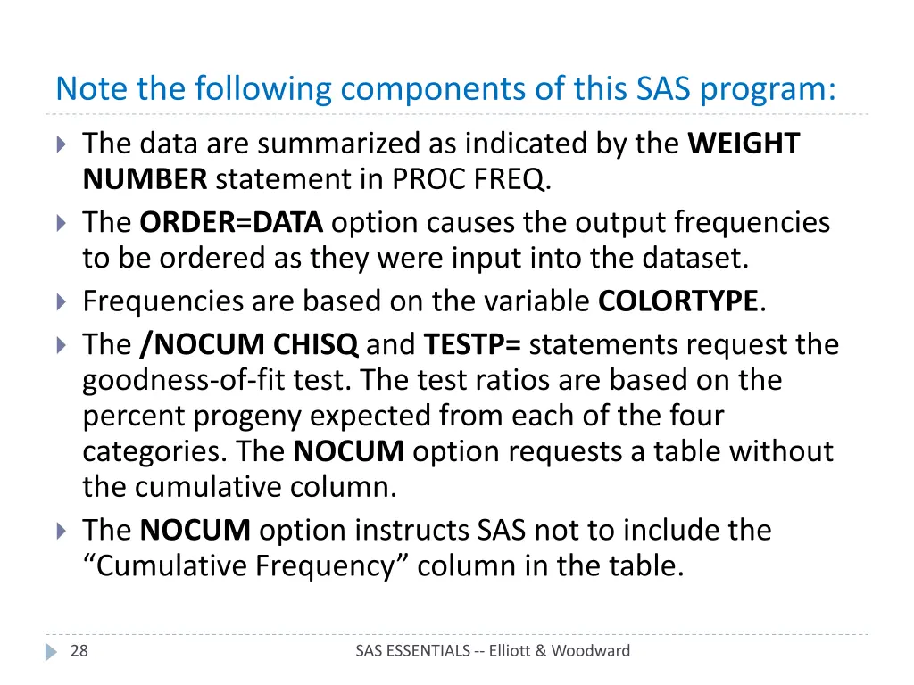 note the following components of this sas program