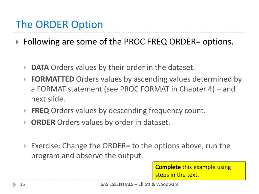 the order option