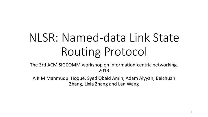 nlsr named data link state routing protocol