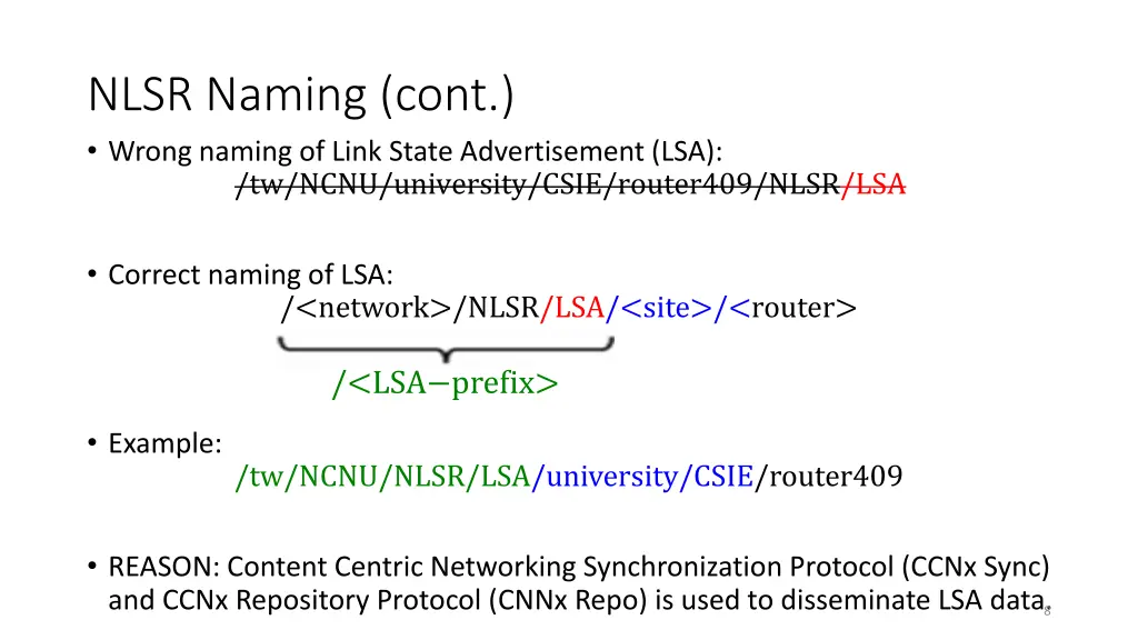 nlsr naming cont wrong naming of link state