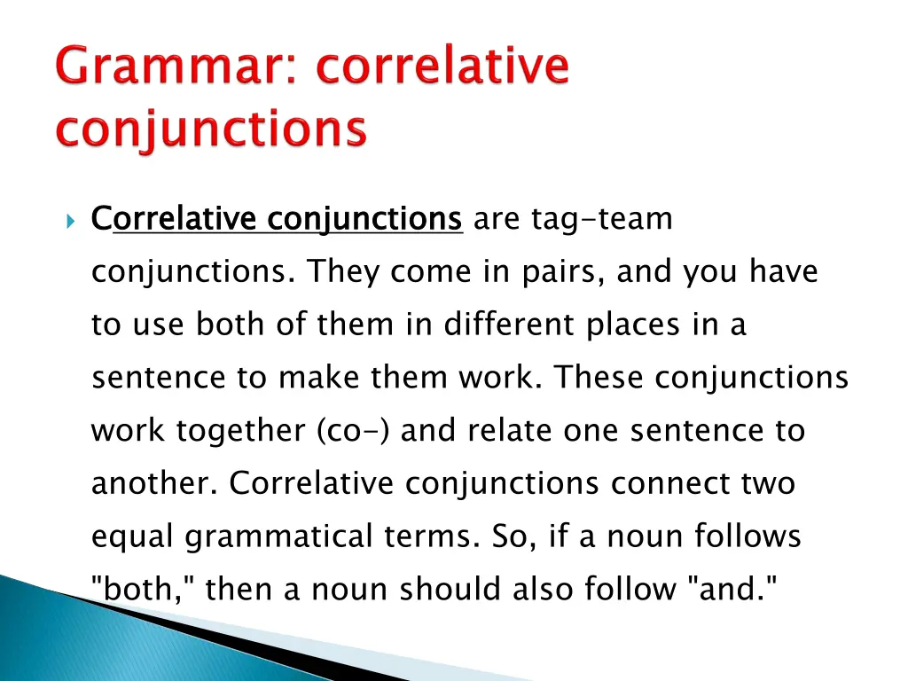 c correlative conjunctions conjunctions they come