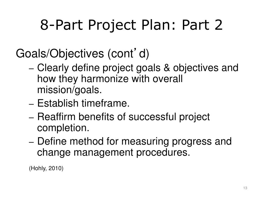 8 part project plan part 2