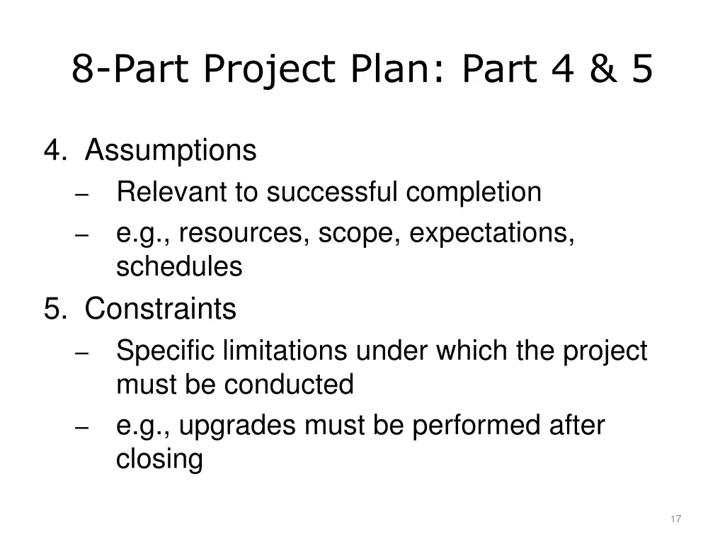 8 part project plan part 4 5