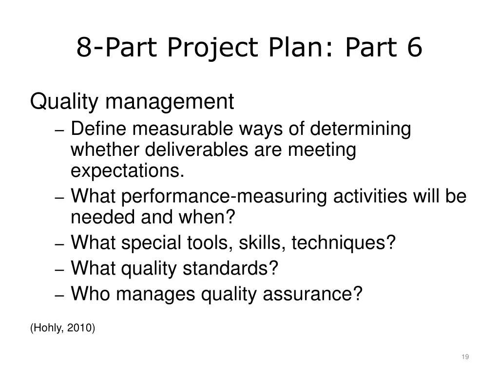 8 part project plan part 6