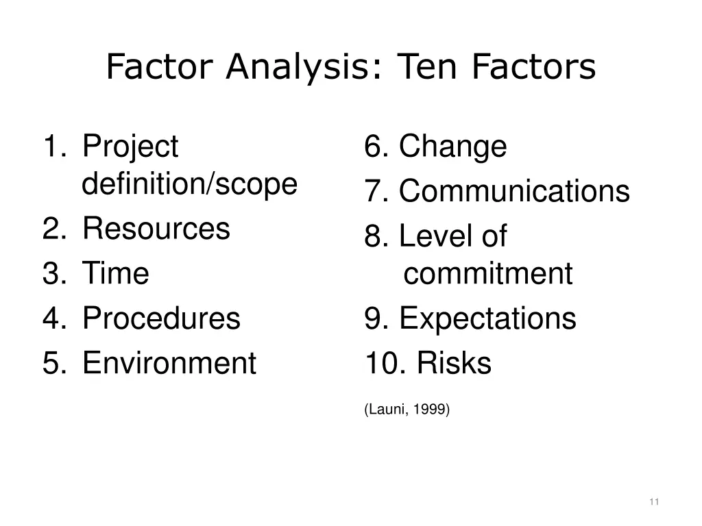 factor analysis ten factors