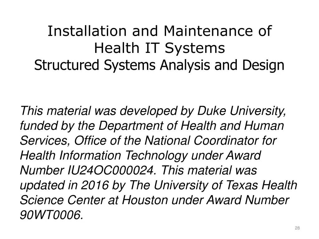 installation and maintenance of health it systems 1
