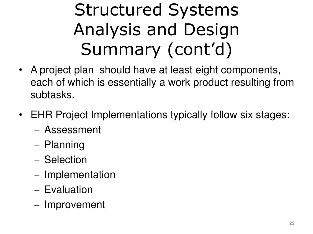 structured systems analysis and design summary 1