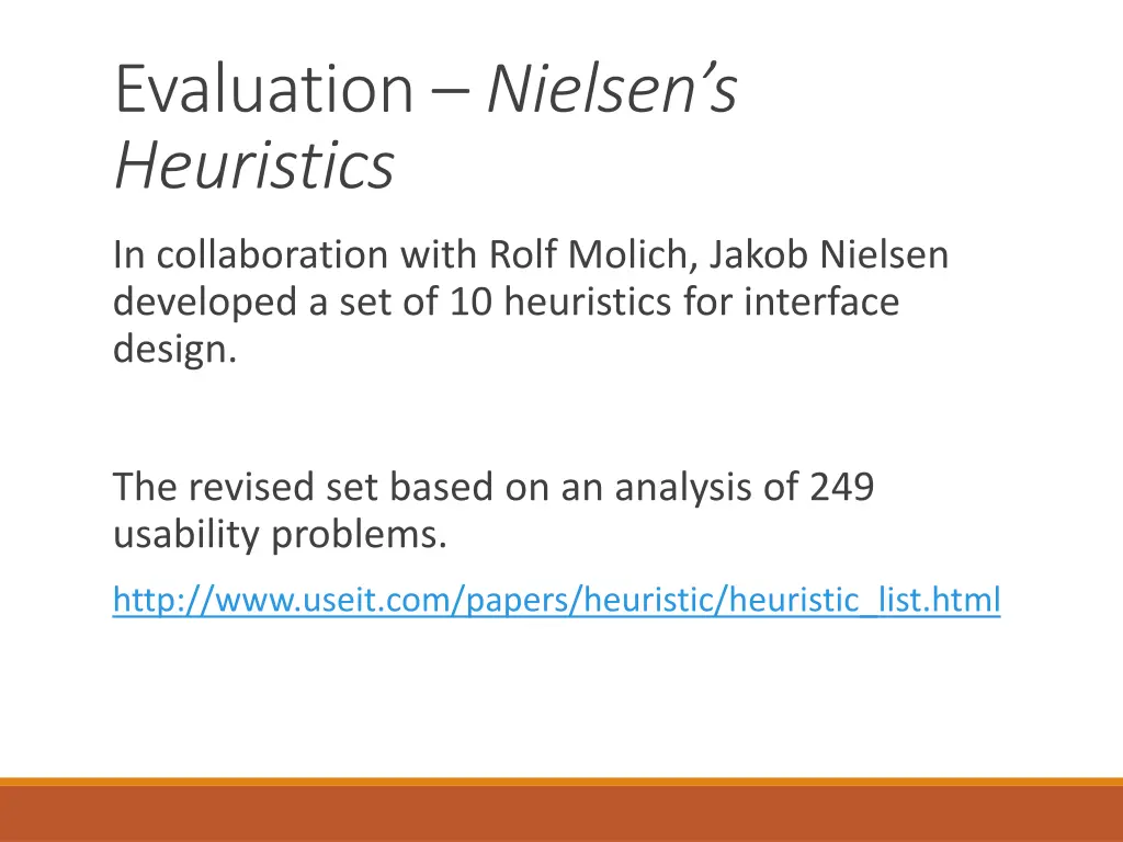evaluation nielsen s heuristics