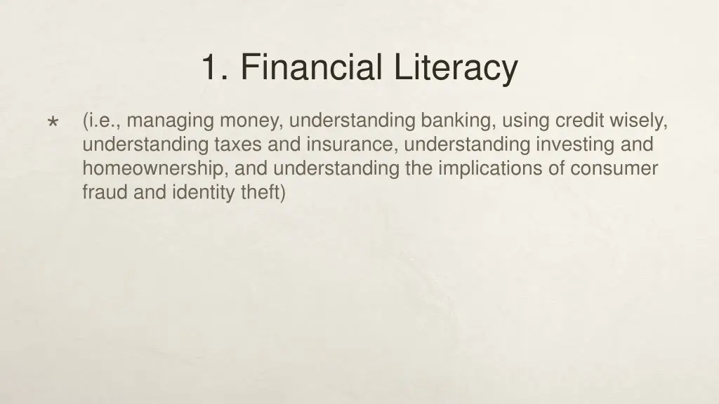 1 financial literacy