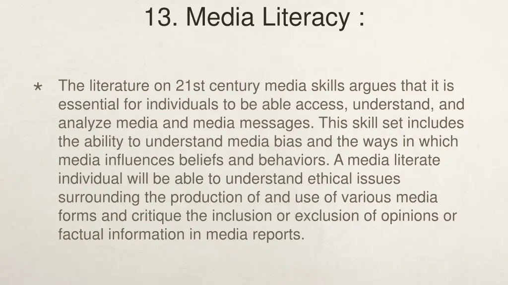 13 media literacy