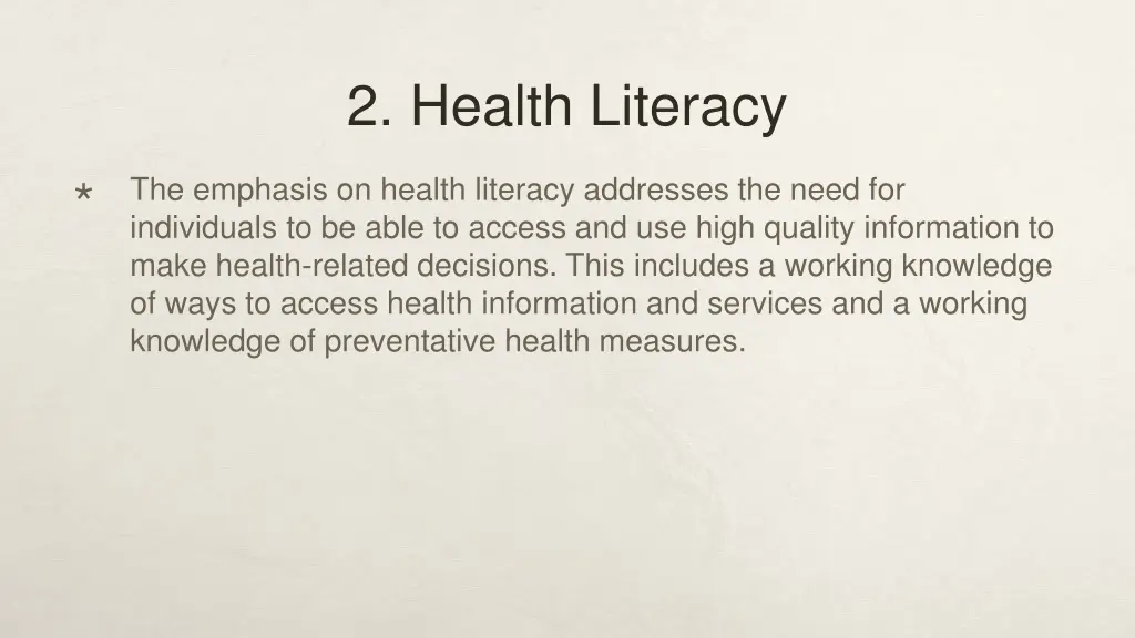 2 health literacy