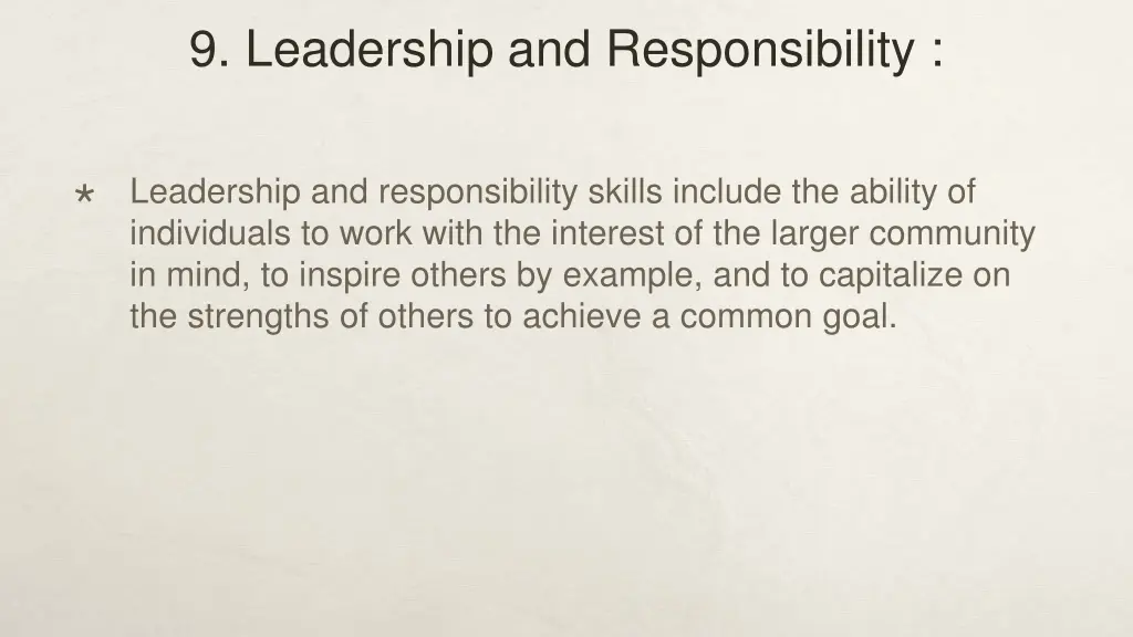 9 leadership and responsibility