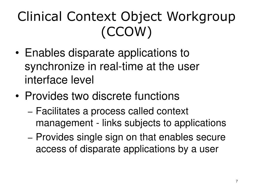 clinical context object workgroup ccow