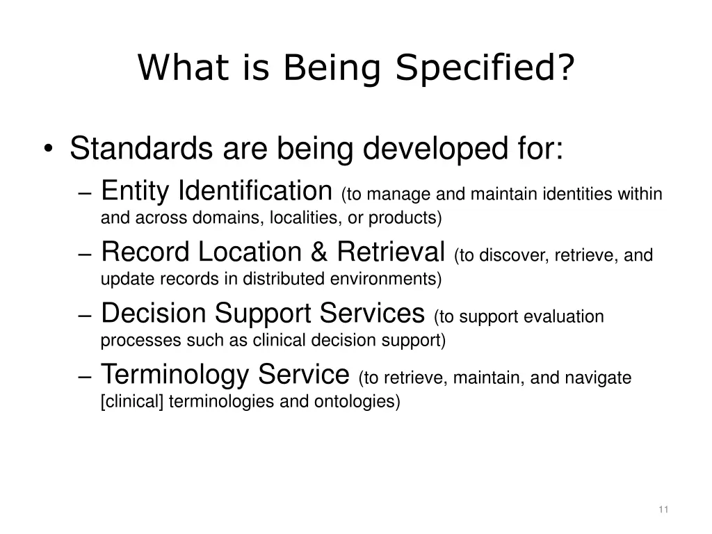 what is being specified