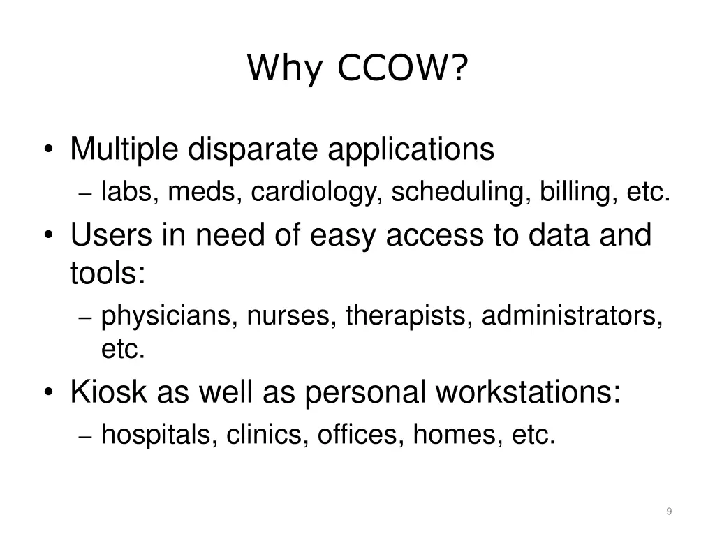 why ccow