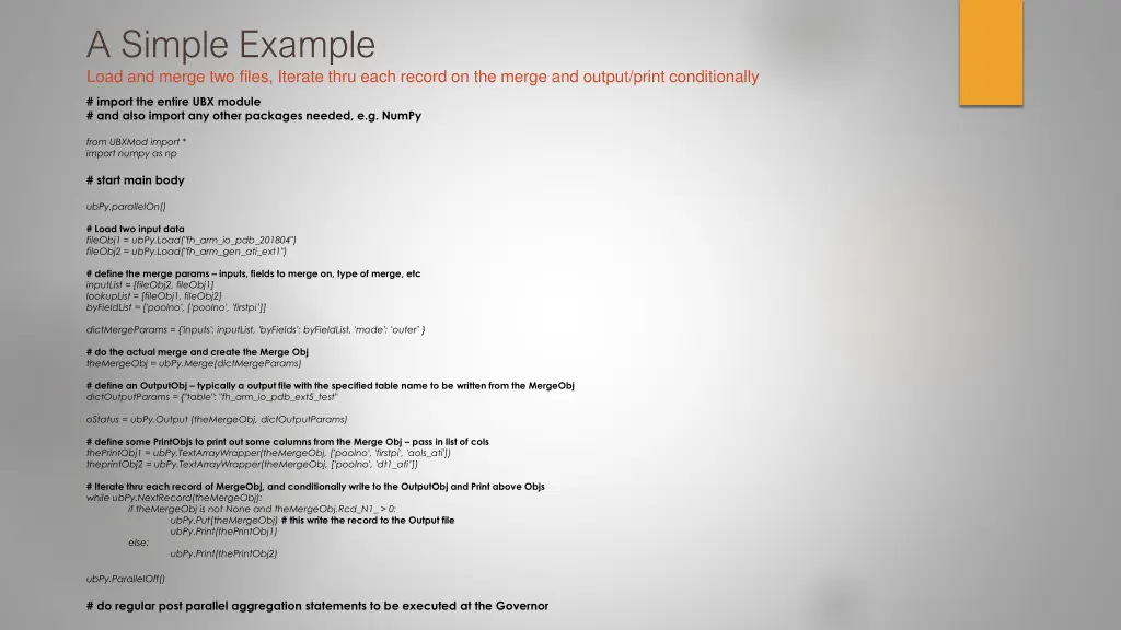 a simple example load and merge two files iterate