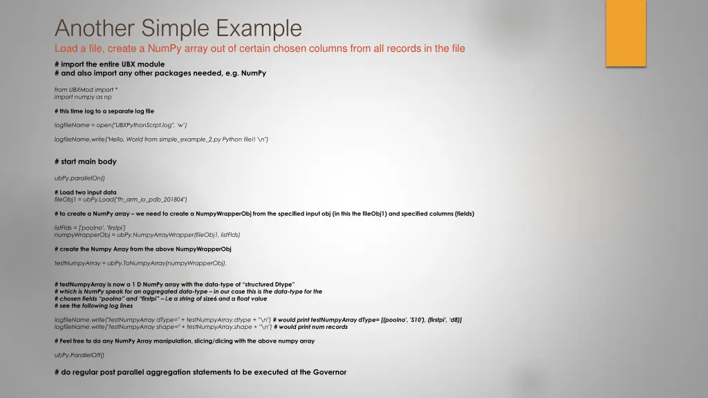 another simple example load a file create a numpy