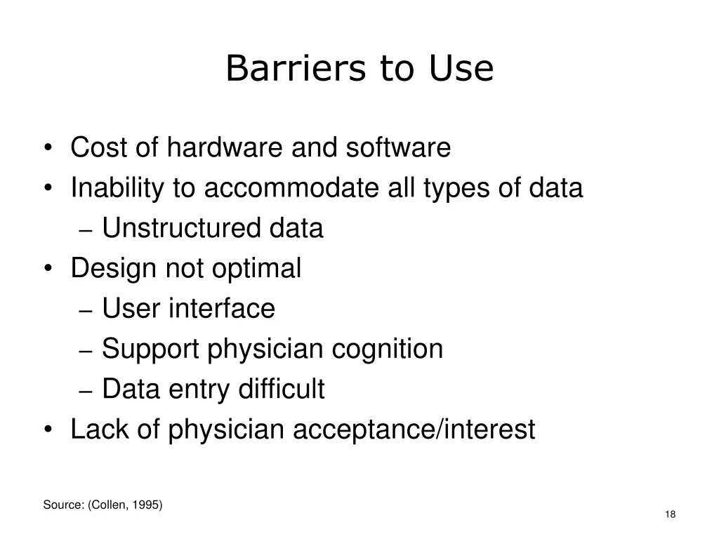 barriers to use