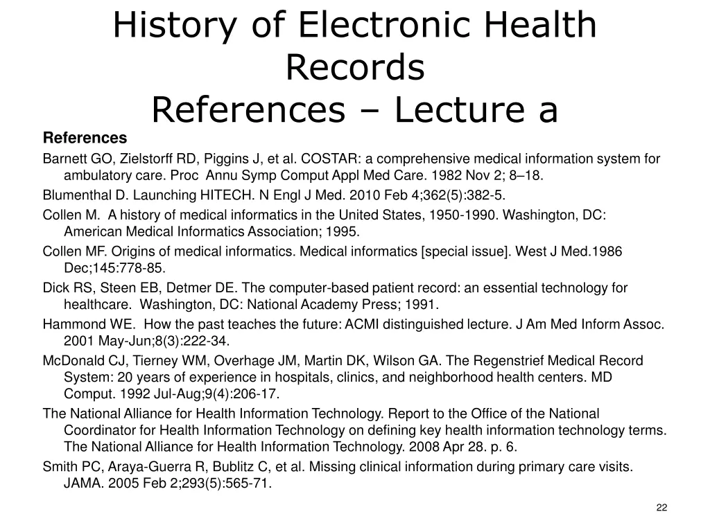 history of electronic health records references