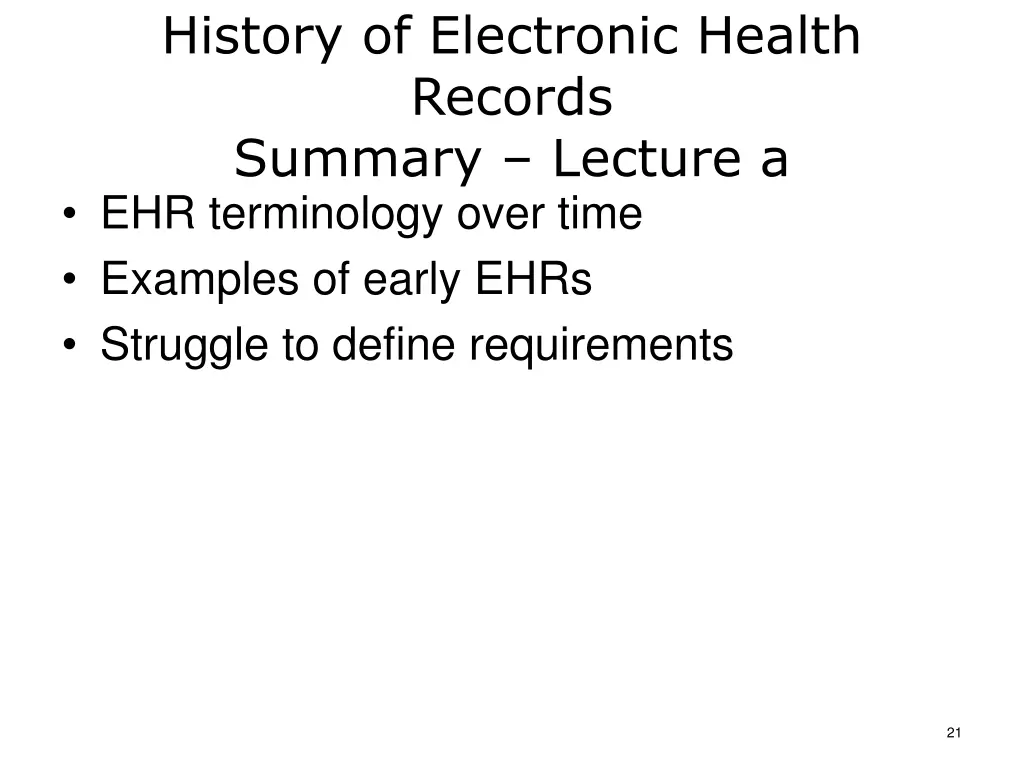 history of electronic health records summary