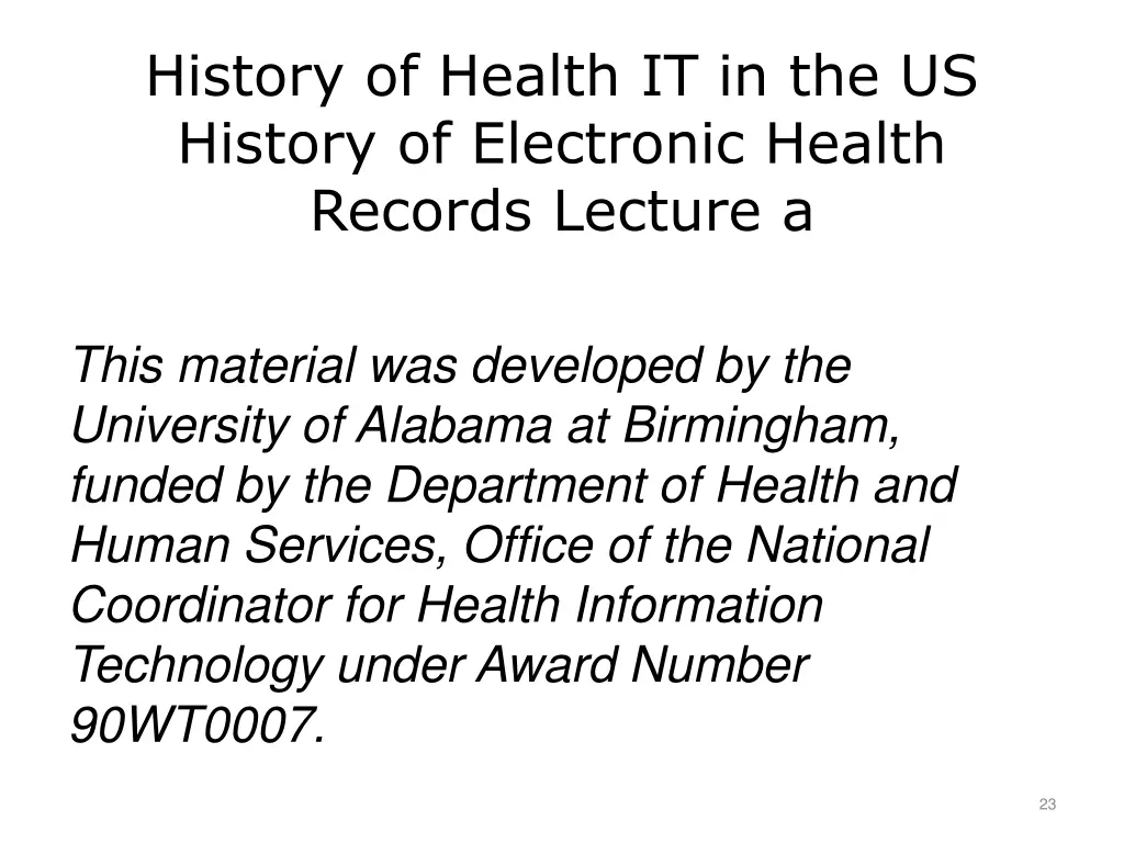 history of health it in the us history
