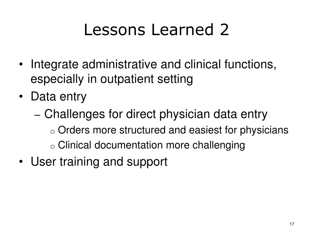 lessons learned 2