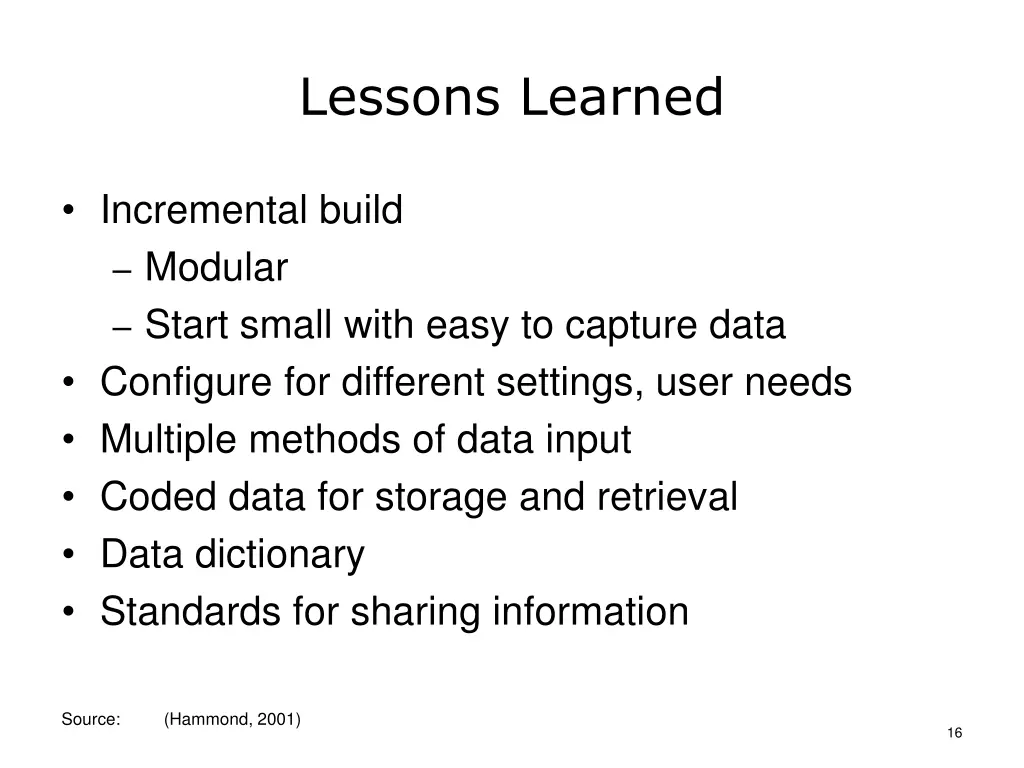 lessons learned