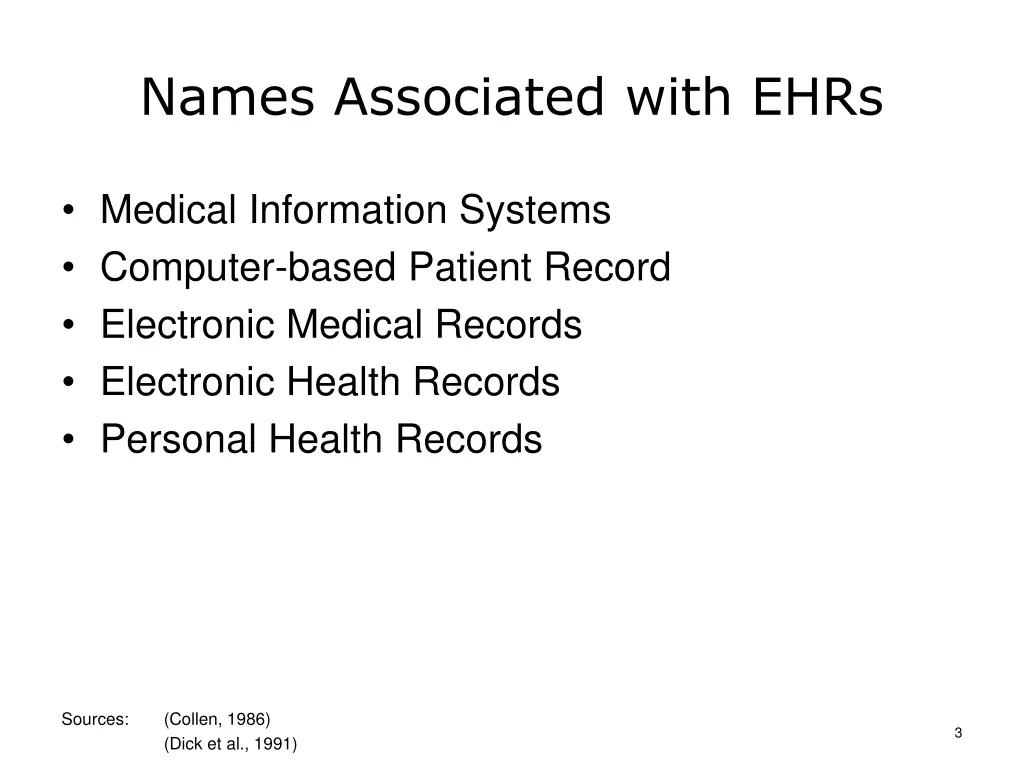 names associated with ehrs