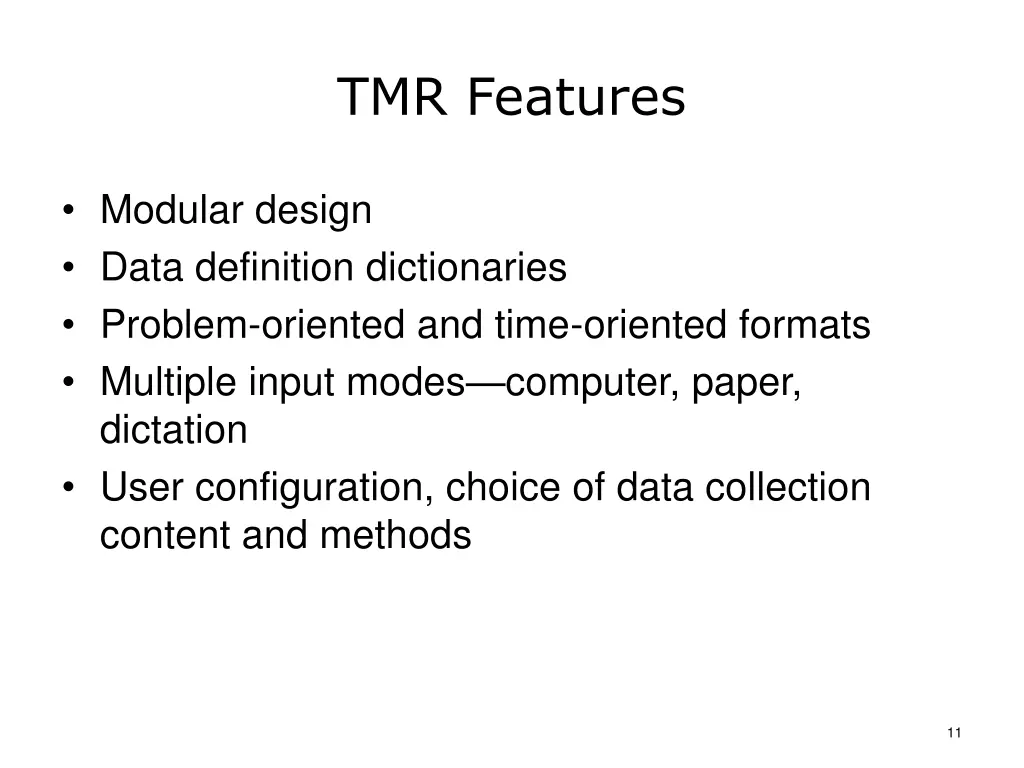 tmr features