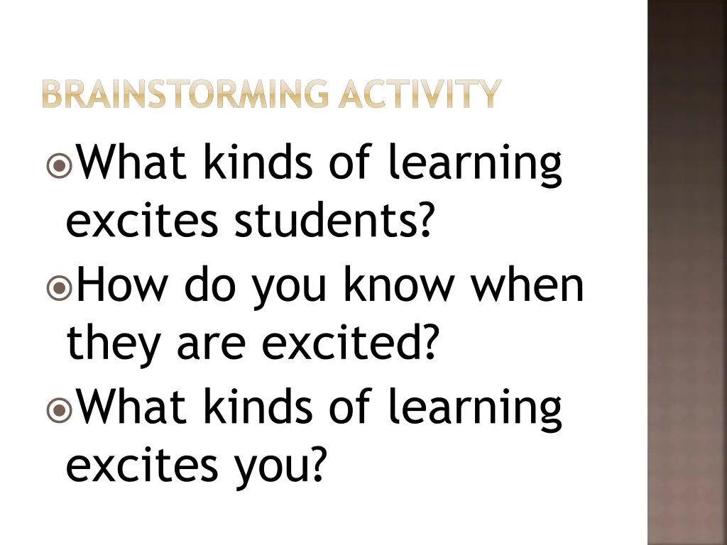 brainstorming activity what kinds of learning