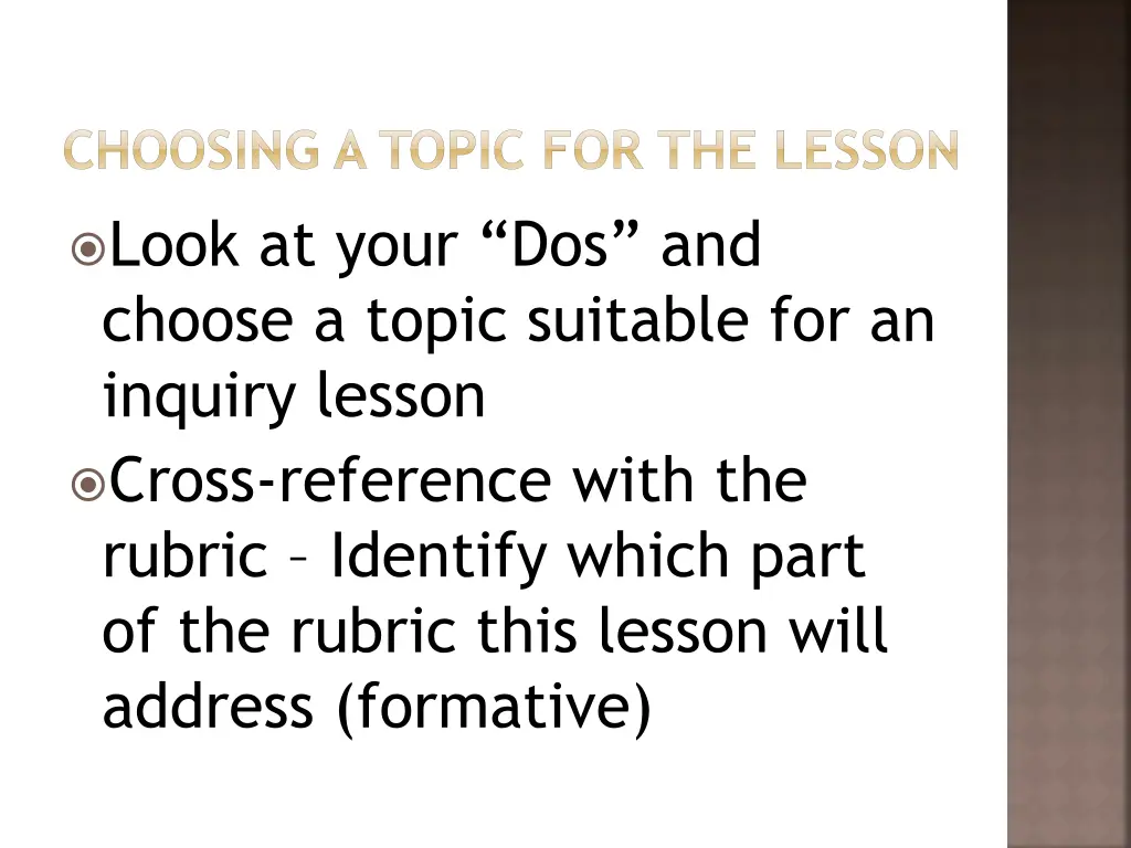 choosing a topic for the lesson