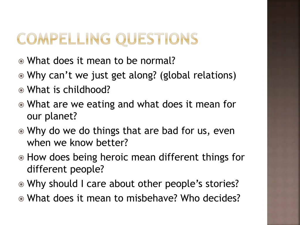 compelling questions