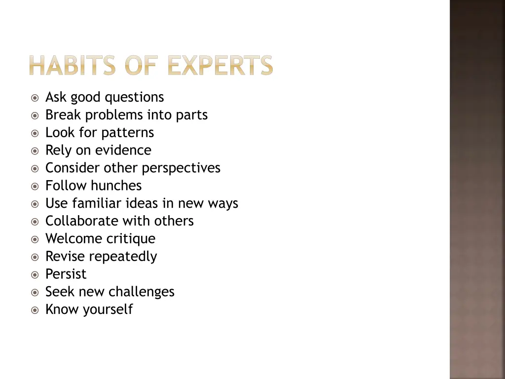 habits of experts
