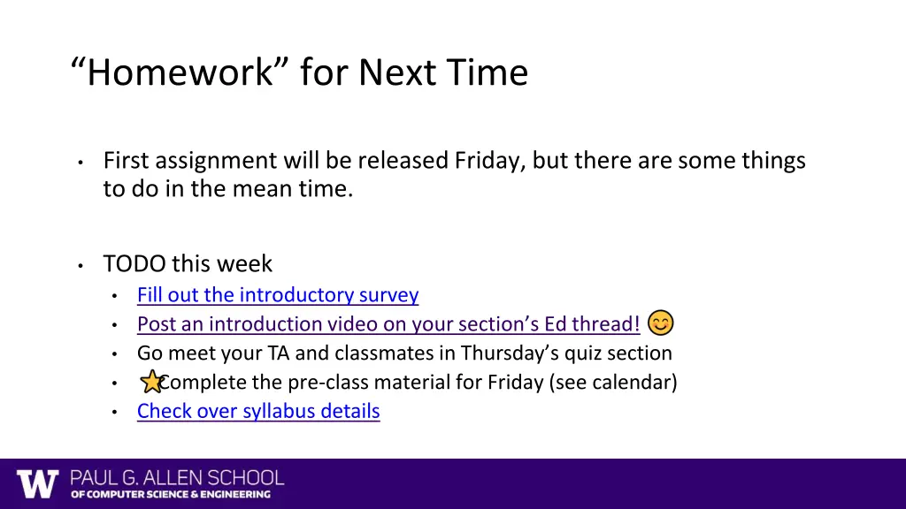 homework for next time