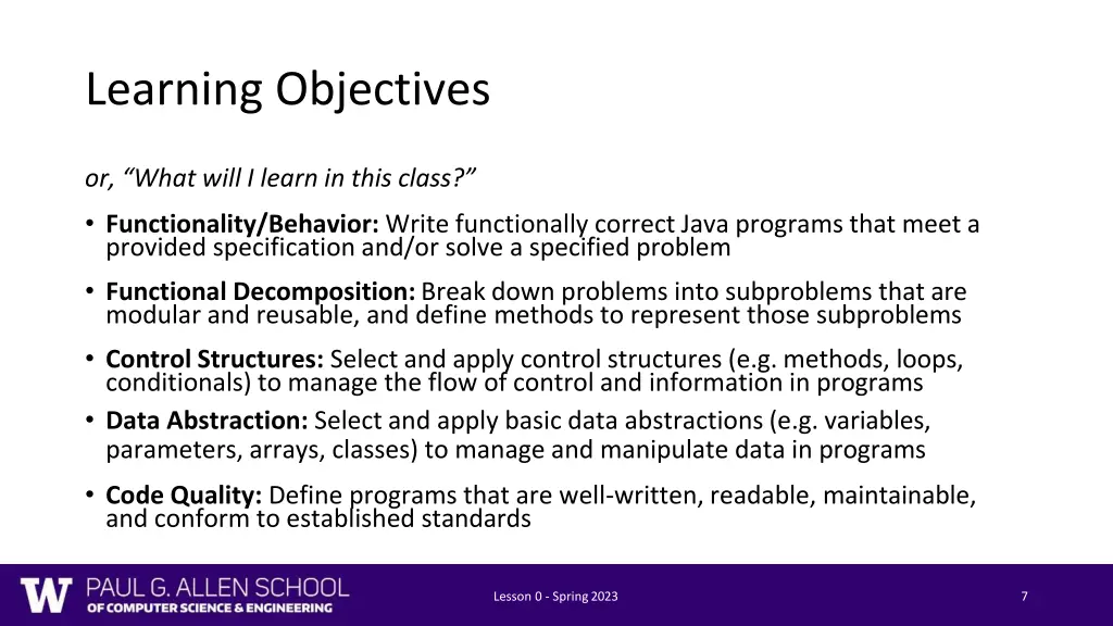 learning objectives