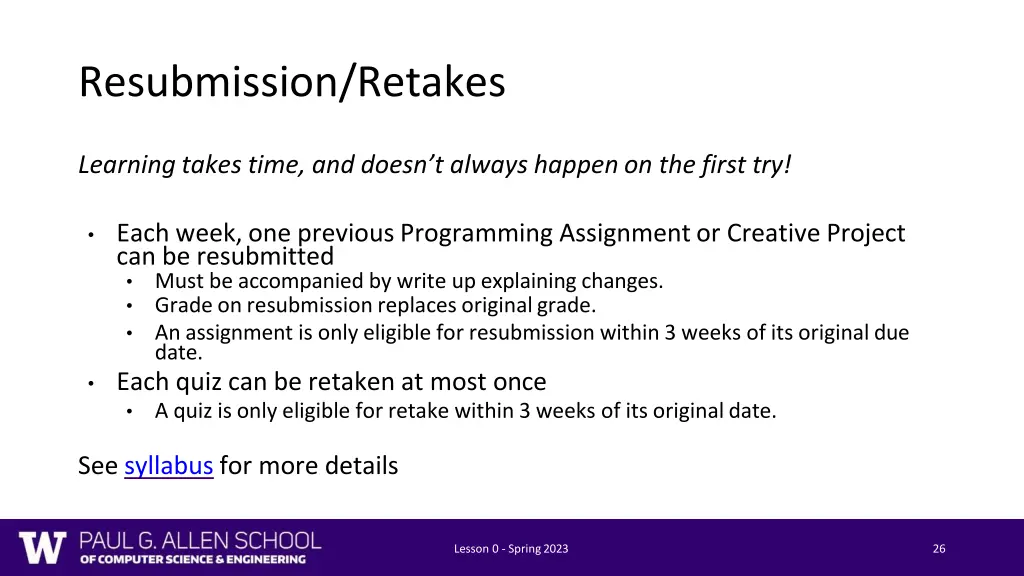 resubmission retakes