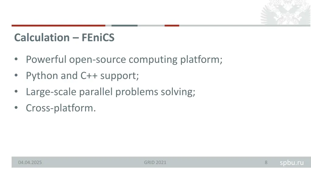 calculation fenics