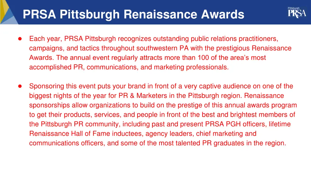 prsa pittsburgh renaissance awards
