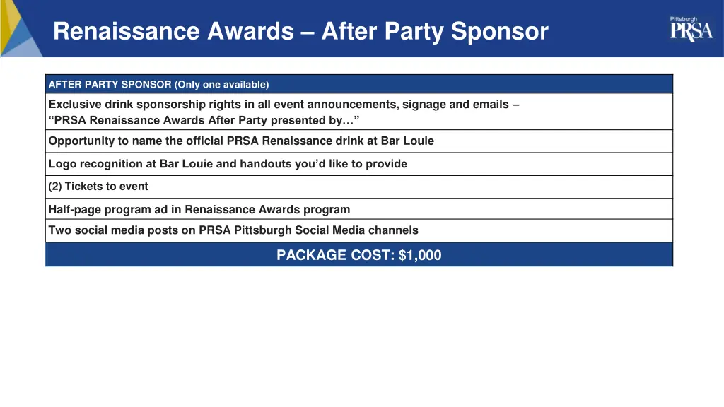 renaissance awards after party sponsor