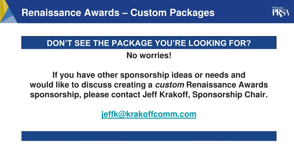 renaissance awards custom packages