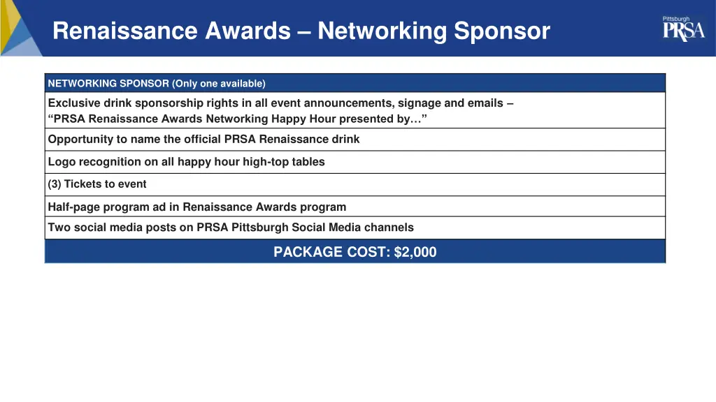 renaissance awards networking sponsor