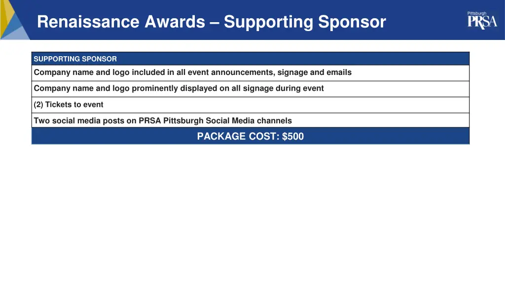 renaissance awards supporting sponsor