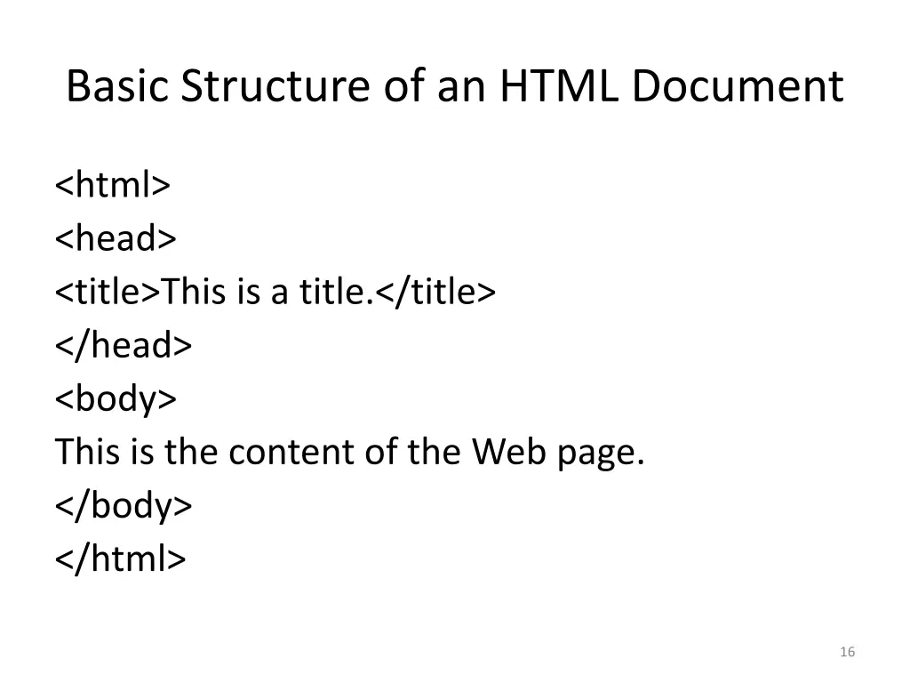 basic structure of an html document