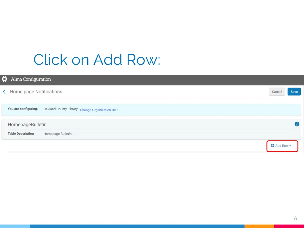 click on add row