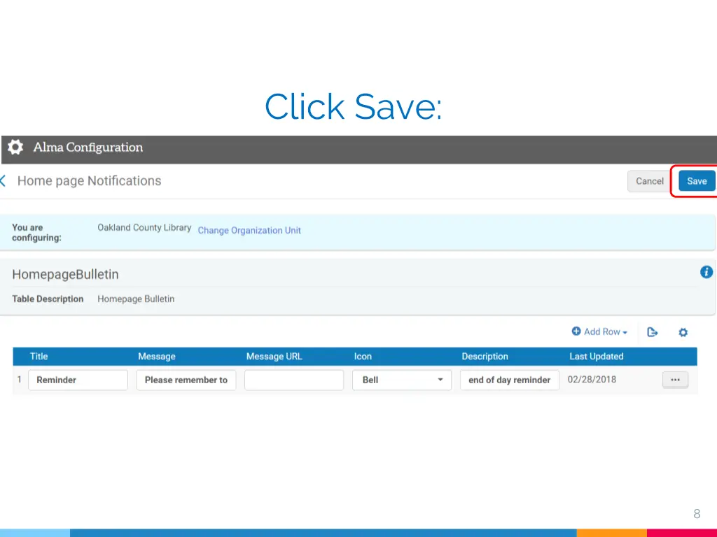 click save