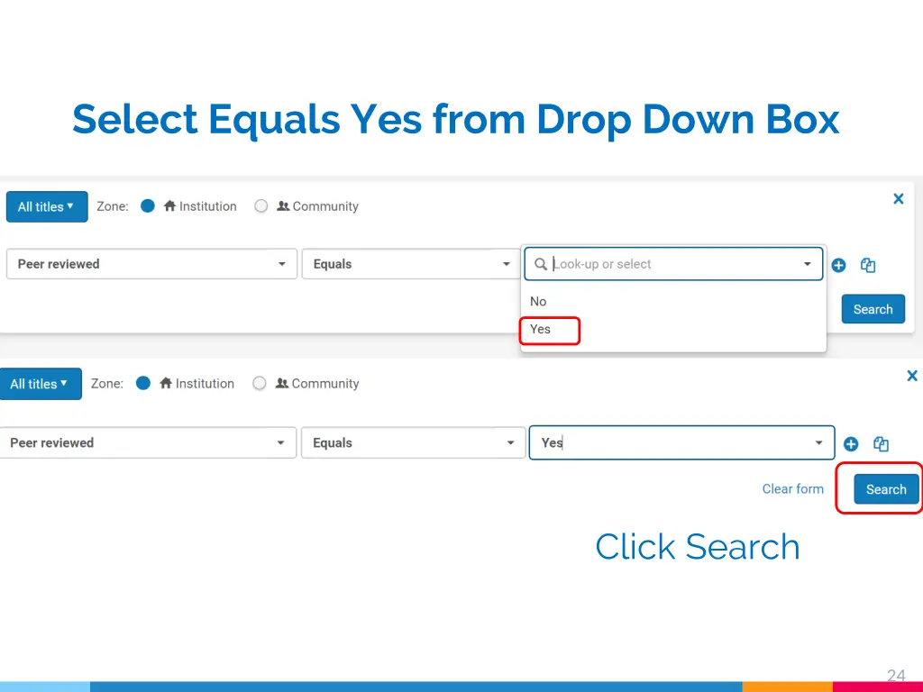 select equals yes from drop down box